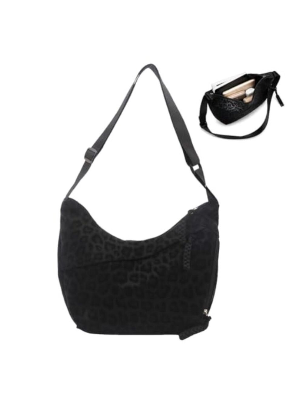 Leopard Canvas Shoulder Bag Large Hobo Tote Handbag Zip Travel Work Purse